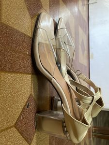 Stylish Cream Transparent Strap Heels