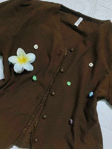 coffee brown cue top