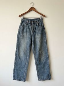 Washed Blue Wide Leg Jeans