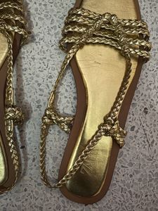 Zara unused Gold Braided Flat Sandals