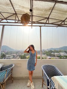 Denim Square Neck Mini Dress