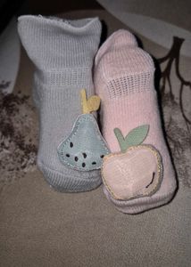 Cute Pink and grey Baby Socks with Grips