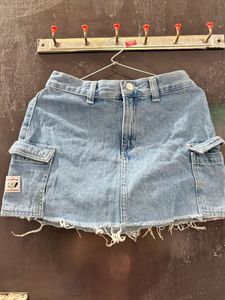 Denim Cargo Mini Skirt