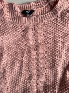 Peach Cable Knit Sweater Dress