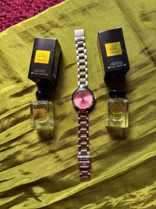 Elegant Women's Watch with Fragrance Set