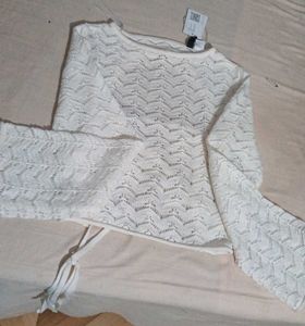 White Crochet Knit Cropped Top