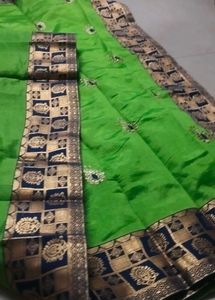 Vibrant Green Embroidered Silk Saree