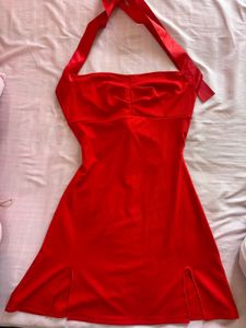 Chic Halter Neck Red Mini Dress