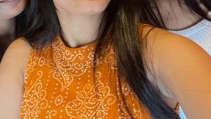 Orange Ethnic Kurta with White Print