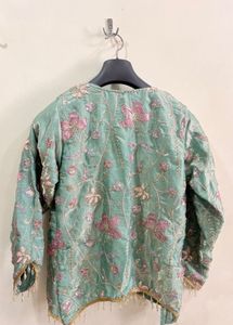 Embroidered Silk Short kurti with plazzo