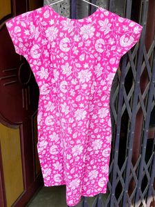 Pink Floral Embroidered Kurti