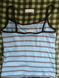 bershka Blue Striped Spaghetti Strap Top