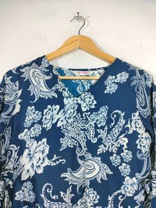 Navy Blue With White Floral Kurtas (Women's)