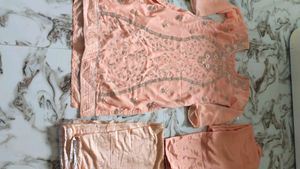 Peach Embroidered Kurta Set
