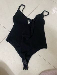 Black Ribbed Bodysuit