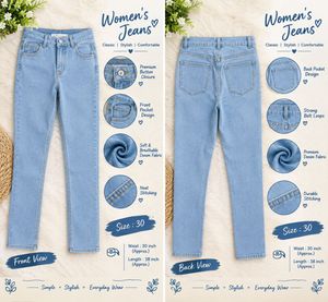 Light Wash Denim Jeans - Classic Style
