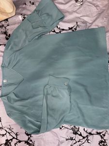 Elegant Light Blue V-Neck top
