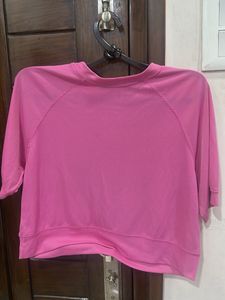 Vibrant Pink Cropped T-Shirt