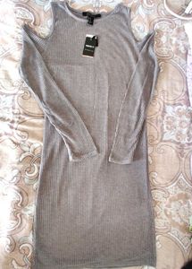 Women Grey FOREVER 21 Self-Striped Sheath Dress