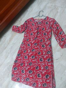 Red Floral Print Tunic Top