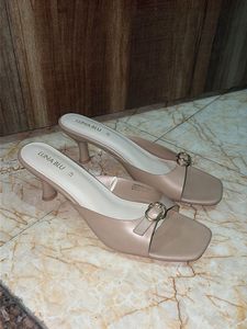Chic Nude Square Toe Heeled mules