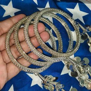 Set of Oxidized Silver Bangles