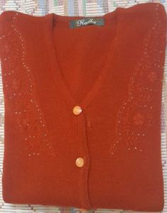 Orange Embellished Cardigan
