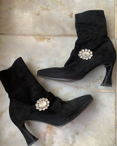 Vintage Suede Jewelled Boots