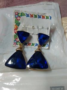 Sparkling Blue Triangle Drop Earrings