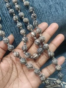 handmade fabric beads  long necklace single strand