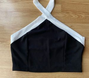 Chic Black &amp; White Halter Crop Top