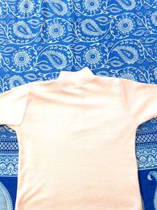 Peach Quarter Zip Short Sleeve Top