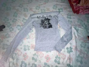 Grey Hello Kitty Long Sleeve Top off shoulder