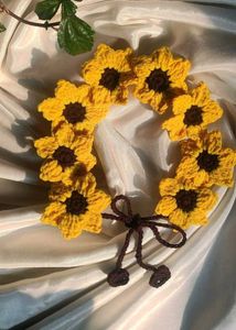 Crocheted Sunflower Hair Tie