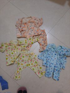 Baby Cotton Night Suit 3 Pairs