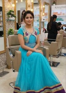 Stunning Blue Anarkali Gown with Embroidery