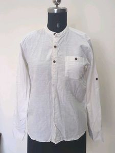 Casual White Shirt - Mandarin Collar