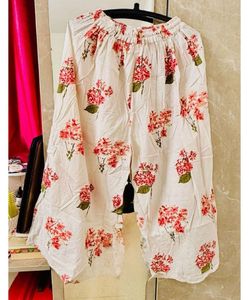 Stylish Pink Top &amp; Floral Palazzo Set