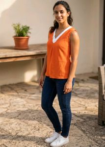 Orange Sleeveless Top