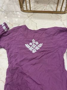 Purple Embroidered Kurta