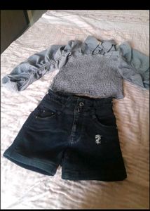 White Top And Blue Skirt