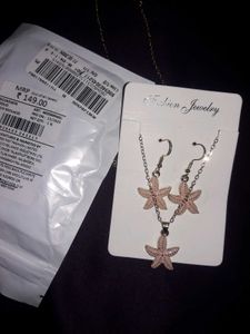 Women Starfish Necklace and Earrings Set