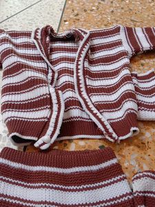 Striped Knit Baby Outfit Set 4 piece