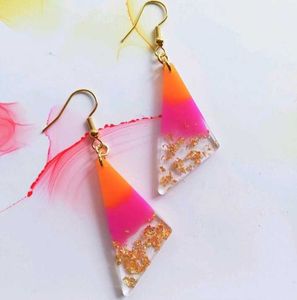 Vibrant Neon Pink & Orange Gemstone Earrings