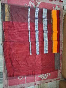 Elegant Red Saree with Embellished Border