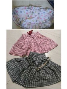 Checked Pleated Skirt with Belt