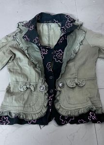 Stylist woman Jacket with Embroidered Floral Print