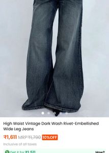 High Waist Dark Wash Wide Leg Jeans