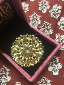 Elegant Round Brooch with Minakari &amp; diamond work