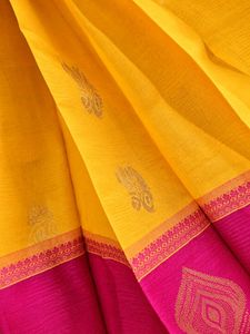 Vibrant Yellow & Pink Saree